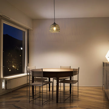 Campana 20" Bohemian Modern Woven Rattan/Iron LED Pendant